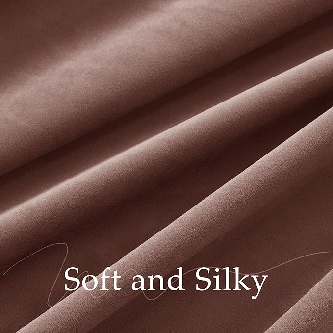 NICETOWN Dusty Rose Pink Soft Velvet Curtains 120 inch Long, Thermal Insulated Light Blocking Soundproof Drapes for Girls Room, Rod Pocket Back Tab Pleat Tape Window Treatment W52 x L120, 2 Panels