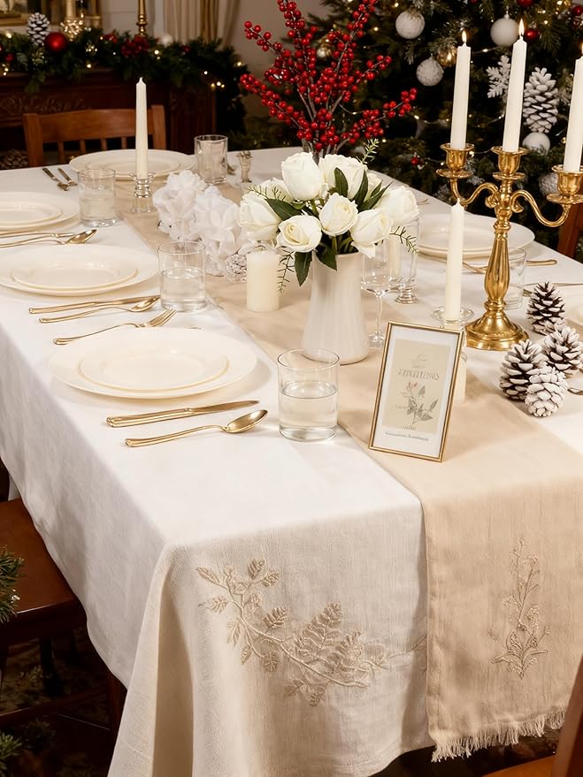 WDF 200PCS Ivory Plastic Plates - Elegant Ivory Disposable Plates for Party- Include 100 Dinner Plate 10’’ and 100 Plastic Dessert Plate 7’’ Perfect for Thanksgiving/Wedding/Party/BirthdayBaby Shower