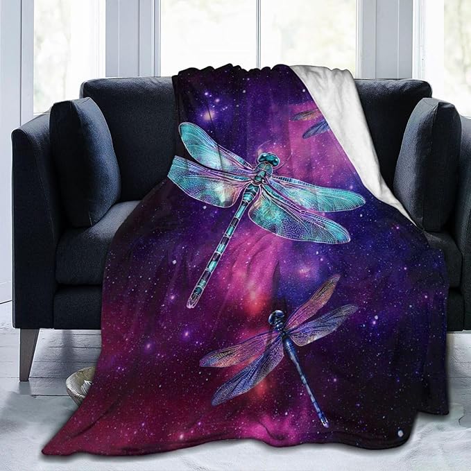 Dragonfly Blanket Gifts for Girls Boys Dragonfly Lovers Throw Blankets Cozy Plush Fleece Flannel Fuzzy for Women Men Decor 50"X40"
