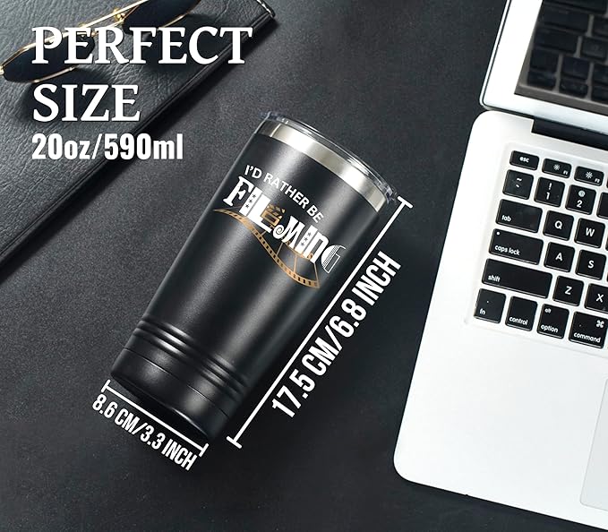 Onebttl Gifts for Aspiring Filmmakers, Director Gift, Theater Gift on Filmmaker Day, Birthday and Christmas, 20 oz Insulated Stainless Steel Tumbler - I'D RATHER BE FILMING