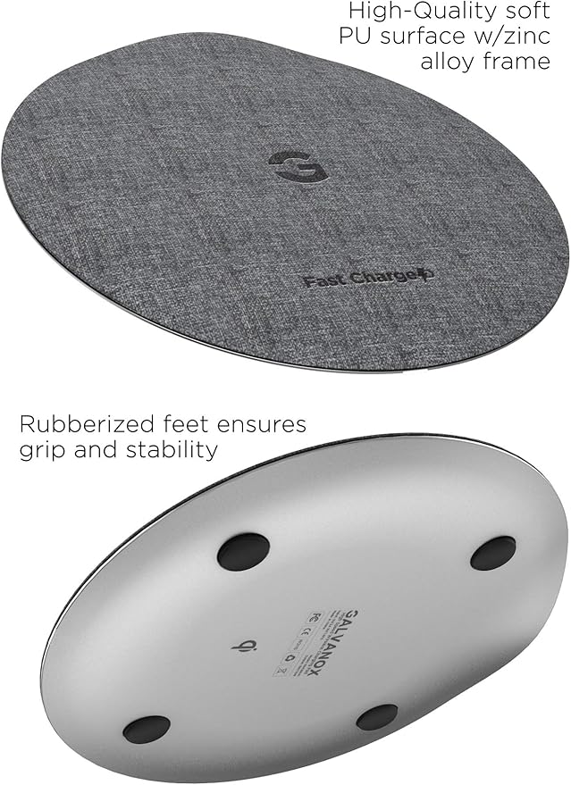 Encased Wireless Charger Pad for Samsung Models (Quick Charge 3.0) (Fast Charging Qi Enabled) Non-Slip, Case Compatible (Premium Metal Construction)