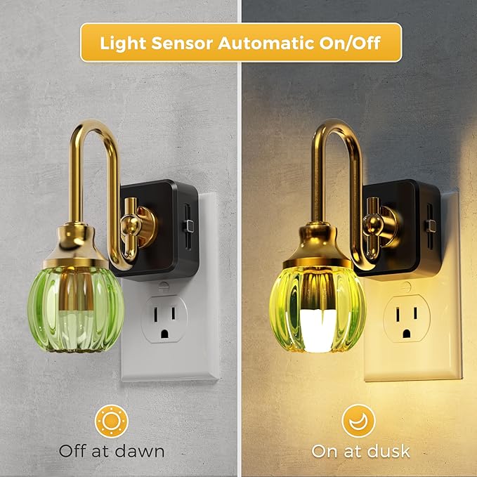 L LOHAS LED Night Lights Plug into Wall, 3000K Soft White LED, Floral Night Lights with Dusk to Dawn Sensor, 0-100lm Adjustable Brightness, for Hallway Bedroom Stairway
