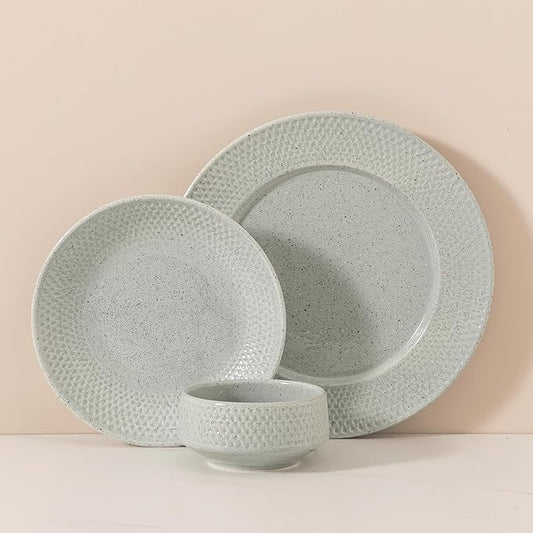 Dinnerware sets plates and bowls sets modern plates,Handmade Reactive Glaze Stoneware Plates and Bowls Sets,Highly Scratch Resistant Dishwasher & Microwave Safe Dishes Set (style - 5, 4 - Set (12pcs))