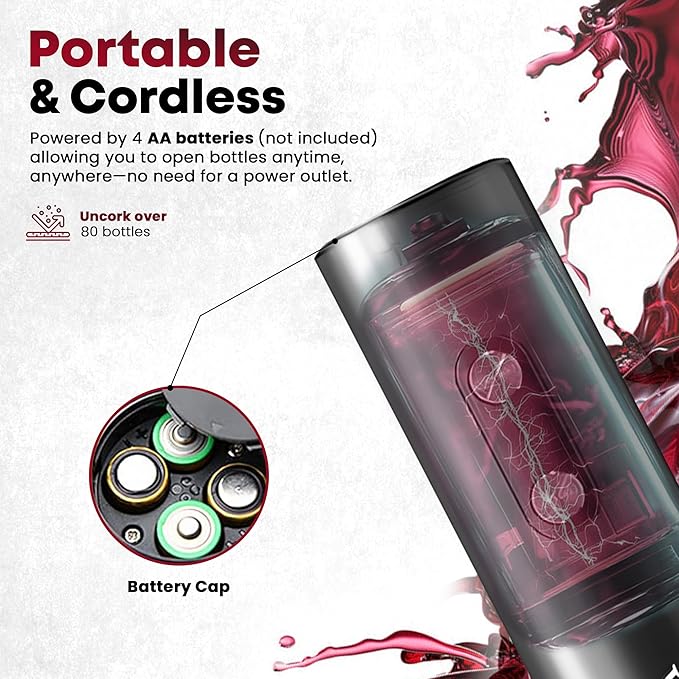 VINOVELLA 4 in 1 Electric Wine Opener Set, Automatic Corkscrew with Foil Cutter, Vacuum Wine Stopper, Wine Pourer, and Storage Base, Best Gift For Wine Lovers