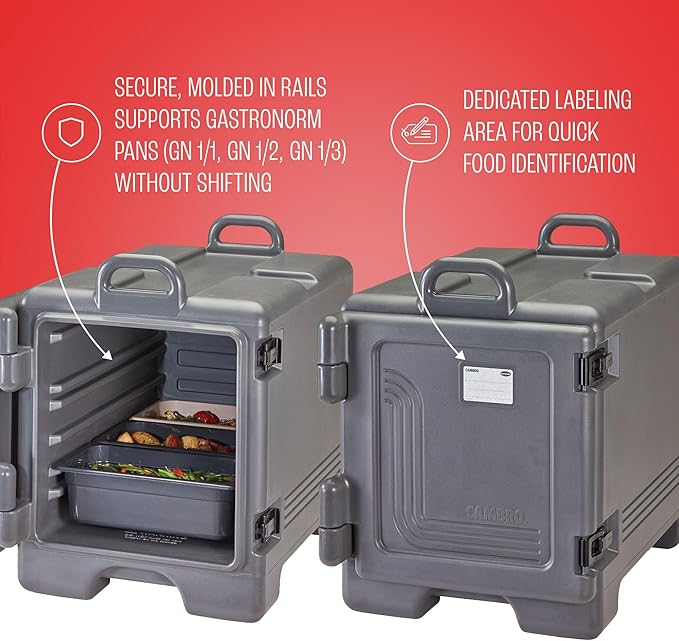 Cambro Insulated Food Pan Carrier - Hotbox and Food Warmer for Catering & Transport - Front Load UPC300 Series (Charcoal Gray)