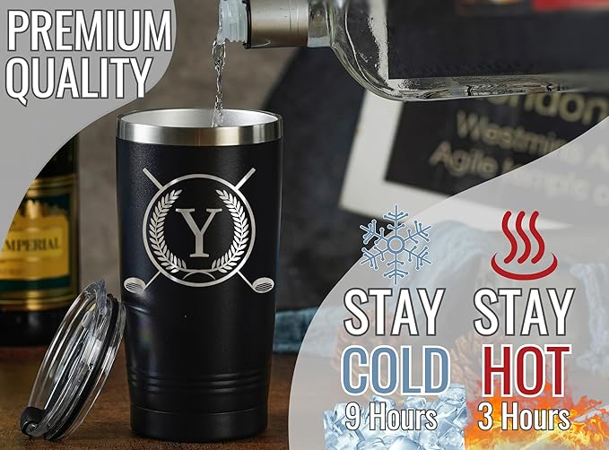 Onebttl Golf Gifts for Men with Initial for Golfer & Golf Lovers, 20oz Travel Mug, Perfect Gifts for Men, Birthday, Christmas - Y