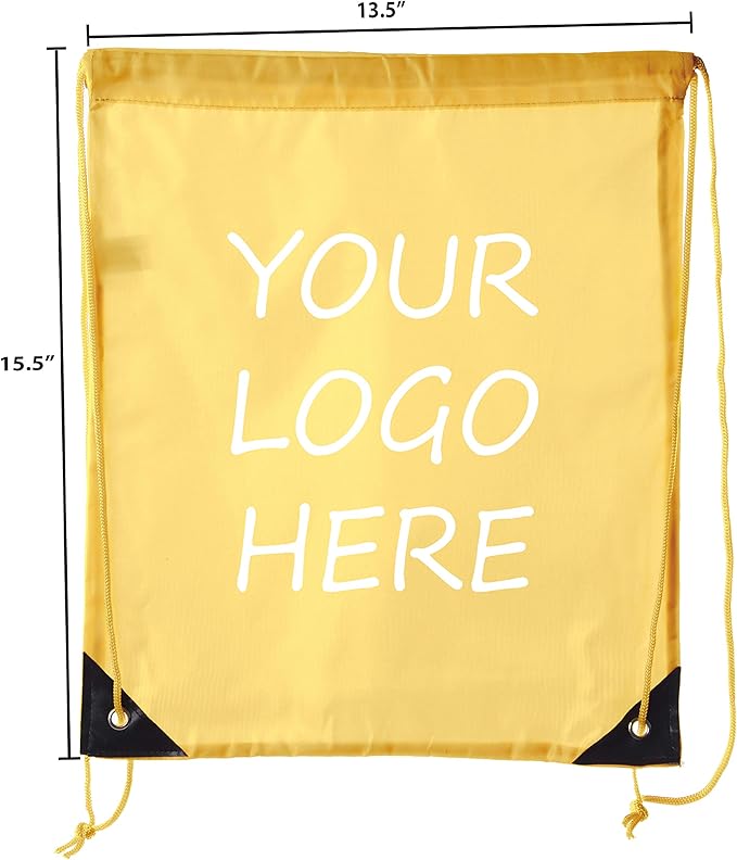 Mato & Hash Custom Bags With Your Logo | 20PK Promotional Drawstring Backpack - 20PK Athletic Gold CE2500