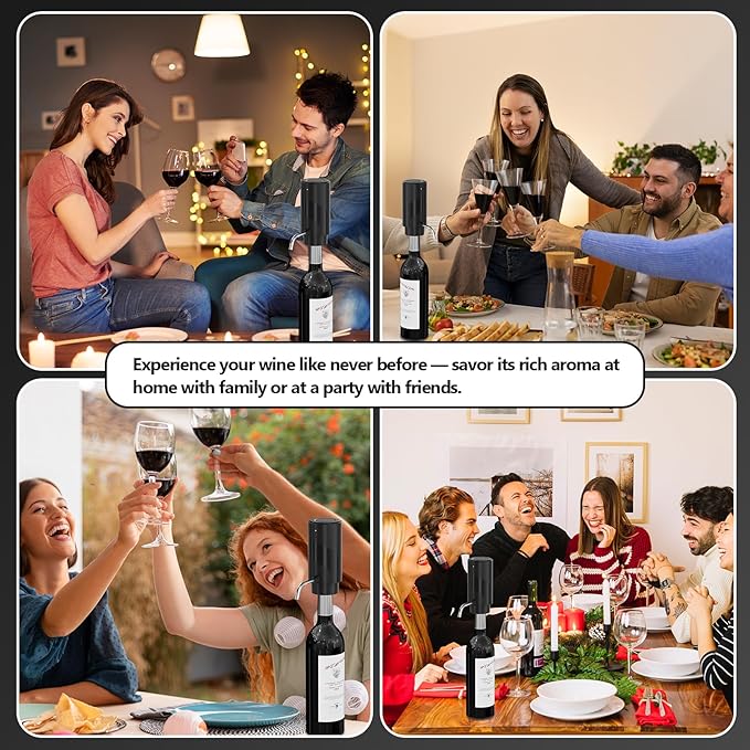 Wine Aerator Electric Decanter – Automatic Wine Dispenser & Pourer with Type-C Rechargeable Battery, Instant Aeration Wine Accessories for Red & White Wine, Christmas Gift for Wine Lovers