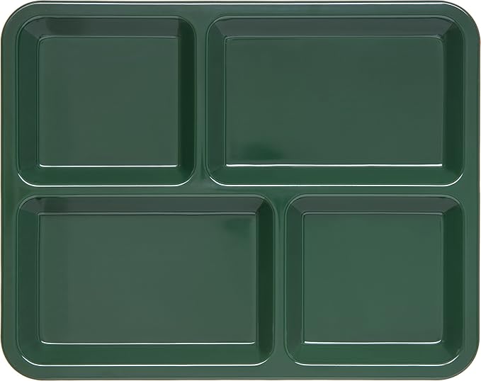 Carlisle FoodService Products Right Hand 4-Compartment Cafeteria / Fast Food Tray, 8.5" x 11", Forest Green