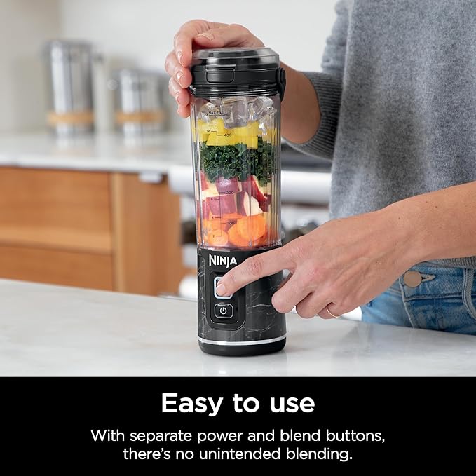 Ninja Blast Portable Blender, Cordless, 18oz. Vessel, Personal Blender for Shakes & Smoothies, BPA Free, Leakproof Lid & Sip Spout, USB-C Rechargeable, Dishwasher Safe Parts, Marble Black, BC152MK