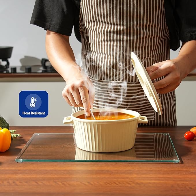 Glass Cutting Board 16"x12": Tempered Glass Kitchen Counter Protector - Durable- Scratch-Resistant, Heat-Proof - Clear Design