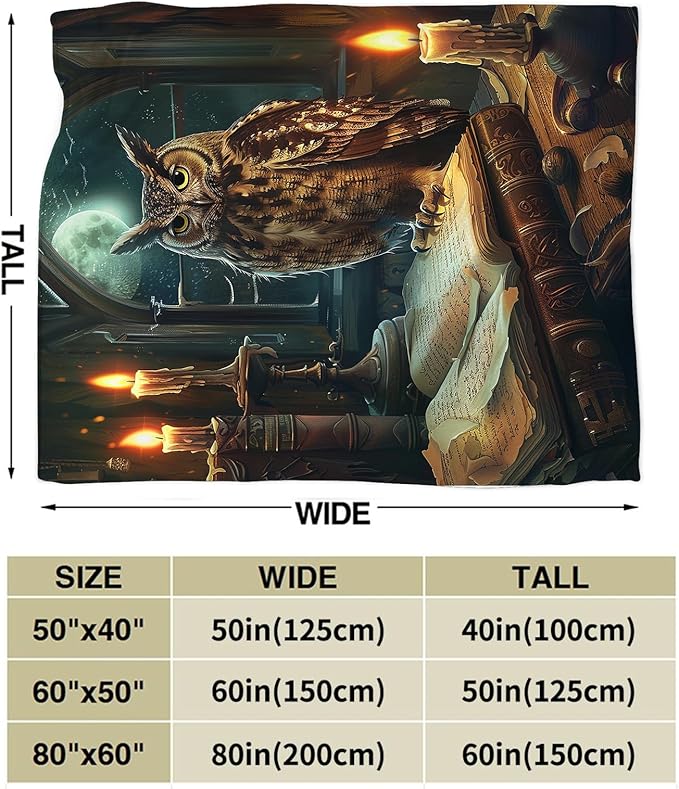 Owl Blanket Owls Gifts for Women Girls Book Throw Blanket Cozy Plush Fleece Flannel Lightweight Fuzzy Party Blankets for Bed Decor 50"X40"