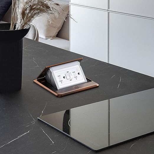 KYHSHJ Pop Up Floor Electrical Outlet with 20 Amp Stainless Steel GFCI Tamper Receptacle Outlet, Corrosive Resistant Hardware，ETL Listed， (Bronze)
