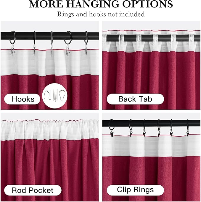 NICETOWN Christmas Red Velvet Curtains 96 inch Long, Winter Home Decor Back Tab Rod Pocket with Pleat Tape Blackout Window Treatment for Noise Reducing Thermal Insulated Drapes, 52" Wide, 2 Panels