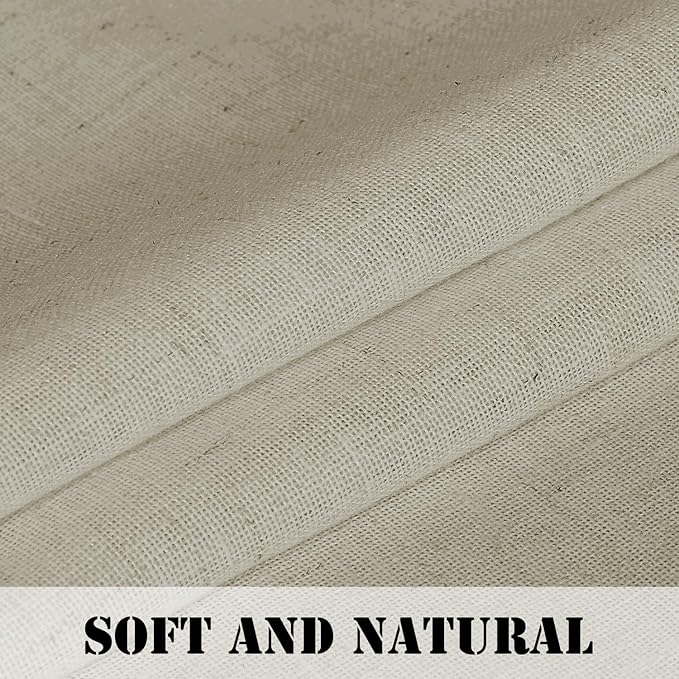 H.VERSAILTEX Linen Curtains Elegant Natural Linen Semi Sheer Curtains Energy Light Filtering Rod Pocket Window Treatments Panels for Living Room (Set of 2, Castle Wall, 52 inch W X 63 inch L)
