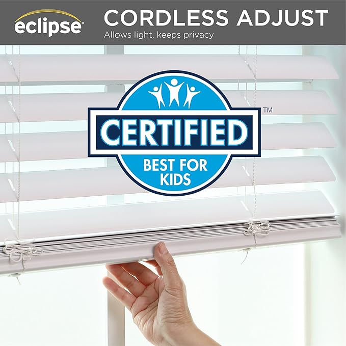 Eclipse 2" Premium Vinyl Blinds for Light Filtering & Privacy, Durable Room Darkening Blinds for Home or Office, Tested and Certified Child Safe Cordless Vinyl Blinds - White, 20 W x 48 L