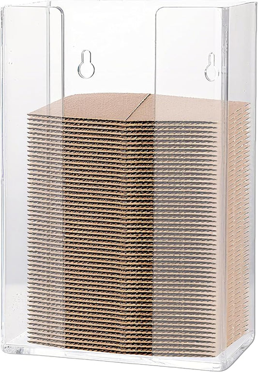 Coffee Cup Sleeve Organizer Rack-Acrylic Coffee Collar Holder Storage for Disposable Kraft Paper Cup Sleeves,Coffee Shop/Home/Kitchen Organization,Countertop or Wall Mount(Clear)