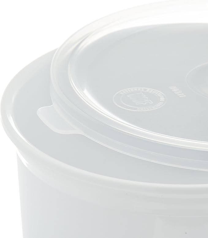Carlisle FoodService Products Classic Round Storage Container Crock with Lid for Kitchen, Restaurants, Home, Plastic, 1.2 Quarts, White, (Pack of 12)
