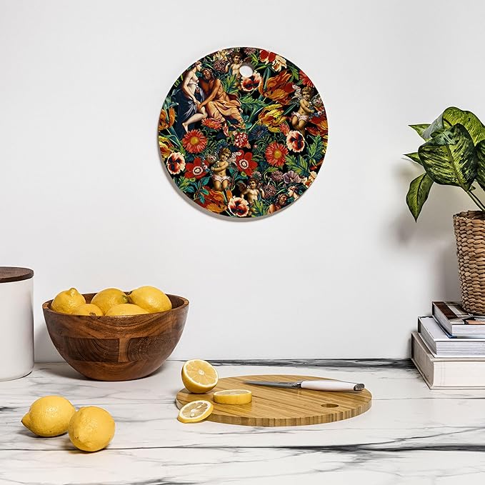 Society6 Bamboo Cutting Board- Kitchen Decor by Burcu Korkmazyurek - Unique Cutting Boards for Kitchen, 11.5" x 11.5" x 0.5", Hera And Zeus Garden
