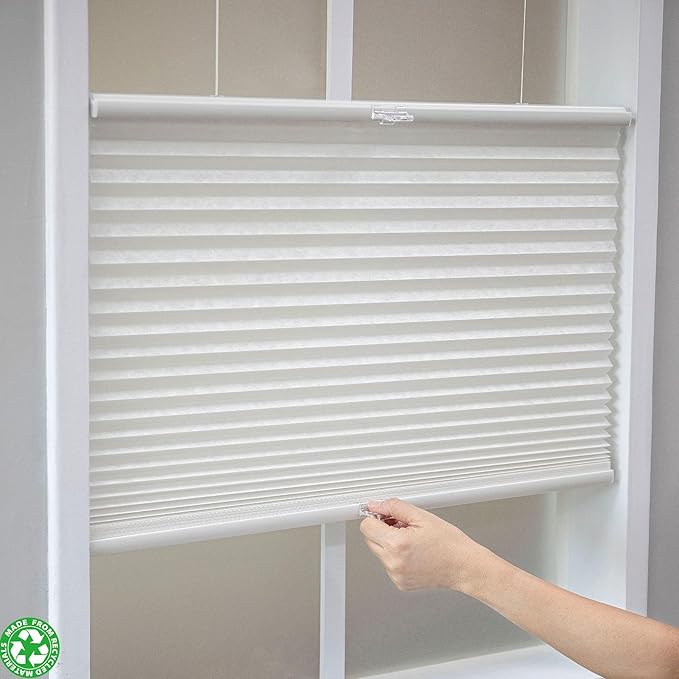 Eclipse Blackout Top Down Bottom Up Cellular Shades - Cordless Window Covering for Home or Office, Energy-Saving Light Filtering Shades, Easy Lift System - White, 33 W x 84 L