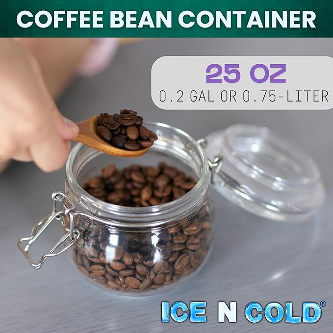 Airtight Glass Storage Jars with Clamp Lid – Food Storage Containers with Rubber Gasket Seal – Pantry & Kitchen Canisters for Dry Goods, Coffee, Sugar, Pasta – 0.4L to 2.2L Sizes (6, 25oz | 0.75L)
