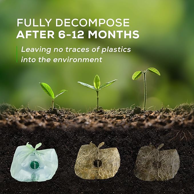 ANECO 8 Gallon Compostable Kitchen Food Waste Bags with Handles (30 Count), Leak-proof Compost Bags for Tall Kitchen Bin, Large 8 Gallon Bags Certified by BPI & OK Compost HOME