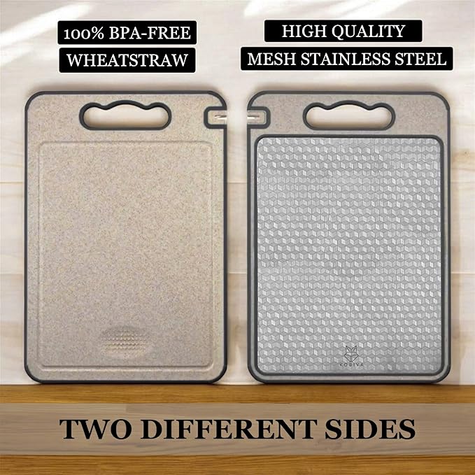 304 Stainless Steel Cutting Board 14.5x11 with Built-in Knife Sharpener | Safe Meat Chopping Board for Kitchen. Dishwasher Safe with Juice Groove, Non-Slip Feet, Durable & Rust-Resistant