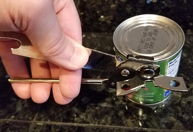 Handy Housewares Classic Compact Hand Held Metal Manual Can Opener with Built-In Bottle Top Remover (3)