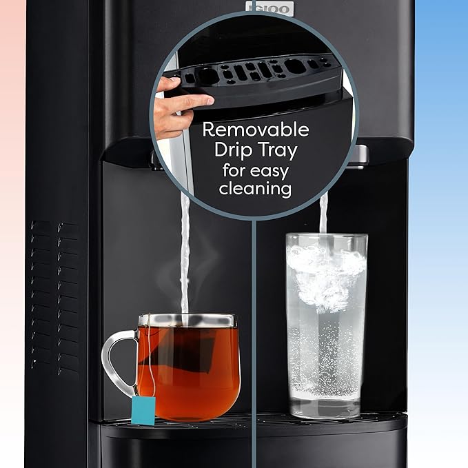 Igloo Bottom Loading Water Cooler – Hot, Cold, & Room Temperature Dispenser – Black, Holds 3 & 5 Gallon Jugs, Child Safety Lock – for Homes, Kitchens, Offices, Dorms