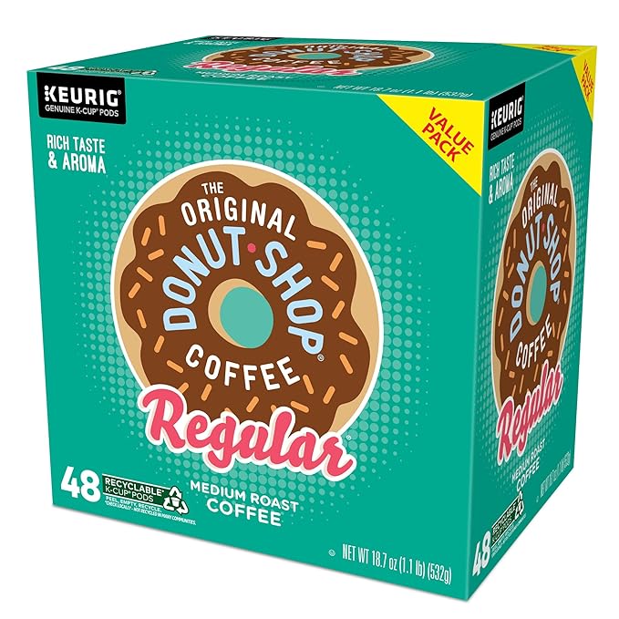 The Original Donut Shop Regular, Single-Serve Keurig K-Cup Pods, Medium Roast Coffee Pods, 48 Count