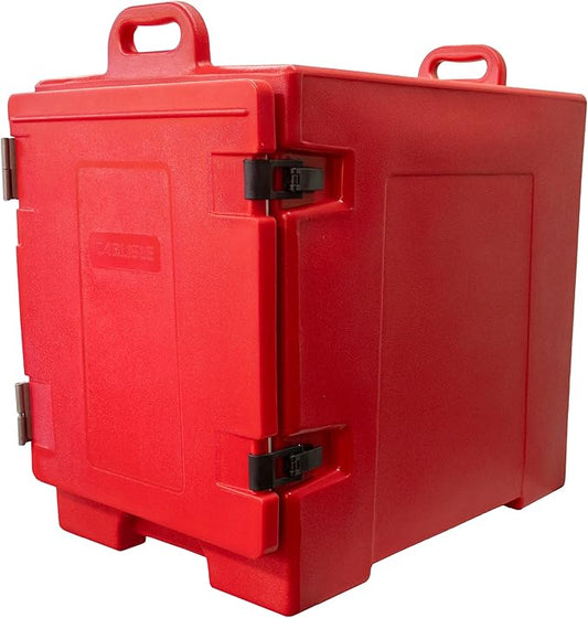 Carlisle FoodService Products Insulated Food Pan Carrier, Holds 5 Full or 10 Half 2.5" Pans (Sold Separately), Front-Loading Cateraide with Handles, Rugged PE Shell with PU Insulation, Red