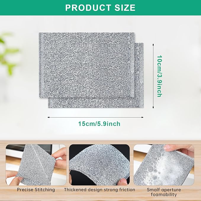 6 Pcs New Upgrade Steel Wire Dishcloth,Multipurpose Reusable Non Scratch Wire Dishcloth,Metal Dish Cloth Wet and Dry,for Kitchen Cleaning,Sinks, Dishes,Stove Top
