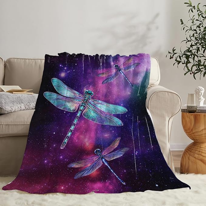 Dragonfly Blanket Gifts for Girls Boys Dragonfly Lovers Throw Blankets Cozy Plush Fleece Flannel Fuzzy for Women Men Decor 60"X50"