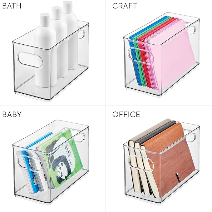iDesign Slim Clear Plastic Stackable Storage Bin - Narrow Fridge, Pantry, or Kitchen Cabinet Organizer, 2-Pack