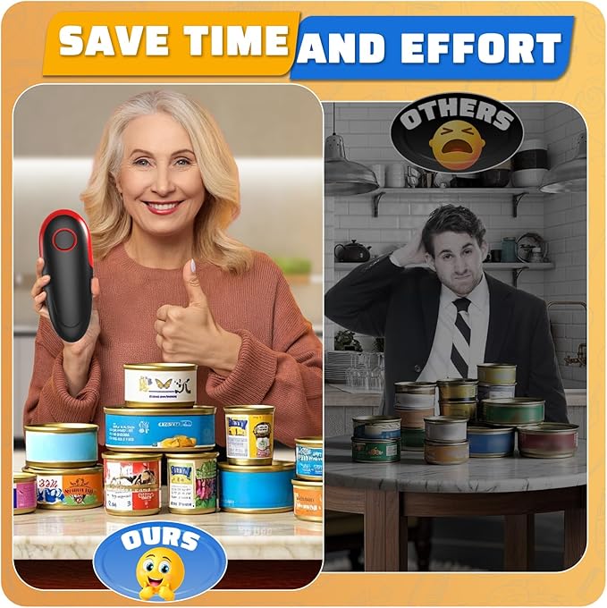 Electric Can Opener, Handheld Smooth Edge No Sharp, Portable Automatic Can Opener for Camping, Best Kitchen Gadgets Easy for Arthritis Patients
