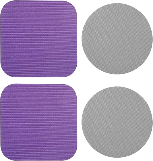 4pcs Jar Opener Gripper Pads, Rubber Jar Grippers Multi-function Jar Opener for Seniors with Weak Hands Kitchen Coasters (Grey, Purple)