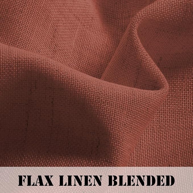 H.VERSAILTEX Linen Curtains Elegant Natural Linen Blended Curtains Energy Efficient Light Filtering/Rod Pocket Window Treatments Panels/Drapes for Living Room (Set of 2, Rust, 52 inch W X 96 inch L)