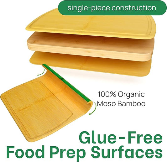Greener Chef 20 Inch Bamboo Cutting Board Featuring Super-Sized Glue-Free Surface™ – Heavy Duty Butcher Block for Safe Meal Prep, Chopping & Carving with Lifetime Replacements