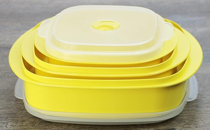 Reston Lloyd Calypso Basics Microwave Cookware, Steamer and Storage Set, Lemon, Multiple Sizes, 6-Piece