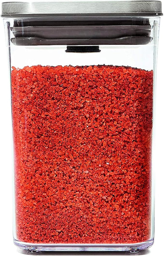 OXO Steel POP Container Small Square Short (1.1 Qt/1 L) - Airtight Food Storage - Ideal for Brown Sugar, Tea,Grey