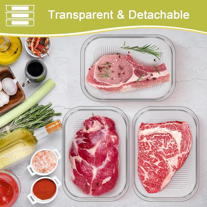 3 Pcs Deli Meat Container for Fridge, Stackable Bacon Lunch Meat Container for Refrigerator, Food Storage Boxes with 3 Lids for Cold Cuts, Cheese, Lunchmeat, Salami, Meal Prep Containers