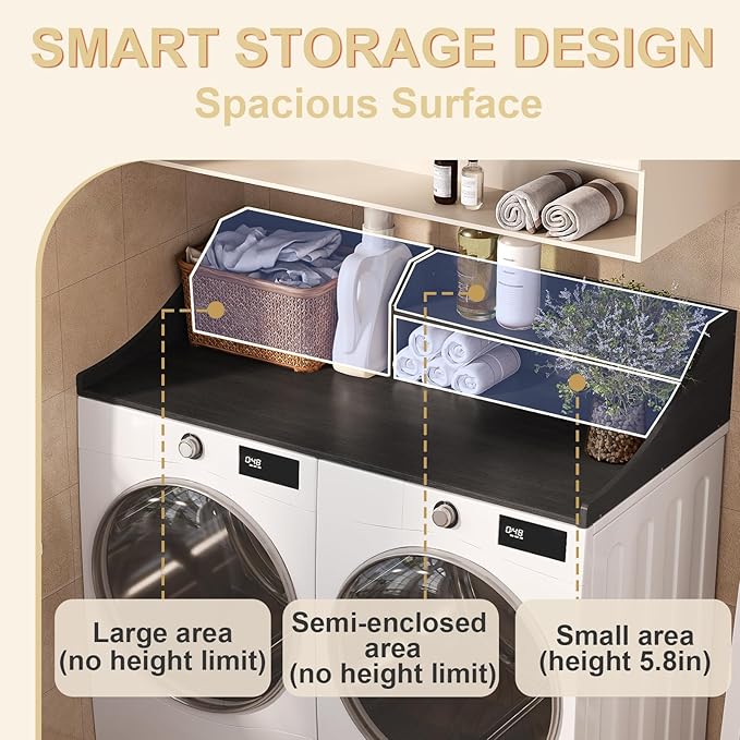 Bathroom Countertop Organizer, 54'' Washer Countertop Topper for Laundry Room Organization and Storage, Black