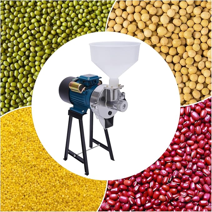 Electric Grain Mill Grinder, Dry & Wet Grinding 110V 2200W, 88.18 lbs/H High Speed Grinder, with Funnel for Grinding Wheat Rice Corn Sorghum Soybeans