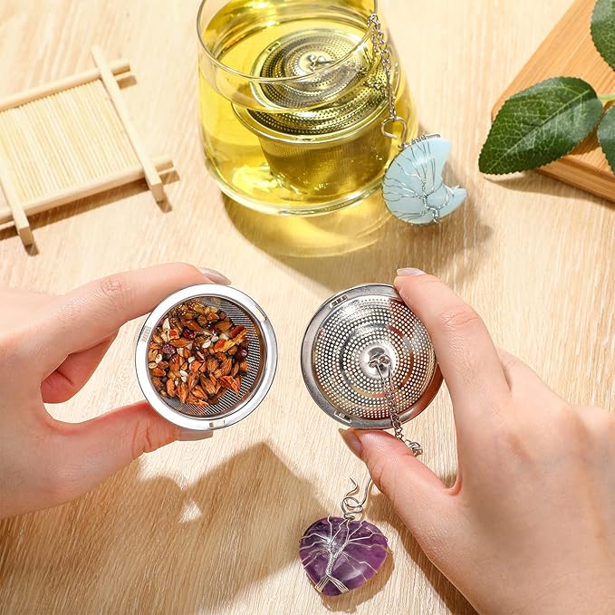 3 Sets Tea Infusers Steeper for Loose Leaf Tea Holder Stainless Steel Tea Ball Mesh Strainer Filters with Drip Trays and Pendant(Novelty Style)