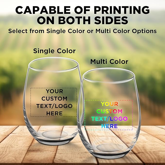 Custom Stemless Wine Glasses by ARC 5.5 oz. Set of 12, Personalized Bulk Pack - Perfect for Hotel, Bar, Restaurant or Lounge - Black