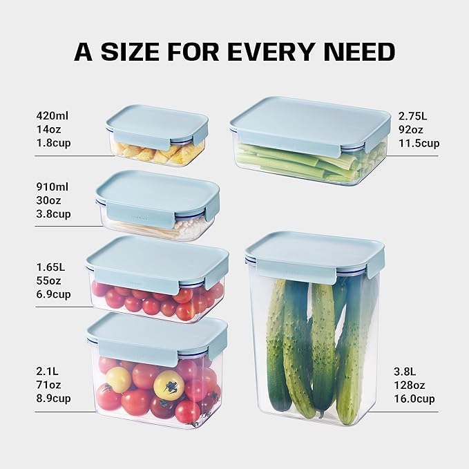 LocknLock HPL404 Classic-Plus Plastic Food Storage Container with Lid for Kitchen, Lunch, Meal Prep, and Leftovers, BPA-Free, Airtight, Leakproof, Microwave, Dishwasher, Freezer-Safe, 910ml