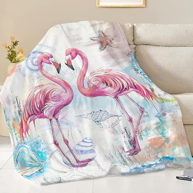 Flamingo Blanket Gifts for Girls Boys Beach Throw Cozy Plush Fleece Flannel Lightweight Fuzzy Party Blankets for Women Men 60"X50"