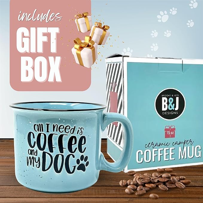 Cute Funny Large 15 oz Coffee Mug for Dog Lovers - Dog Mom, Dog Dad, Fur Mama - Unique Fun Gifts for Her, Dad, Mom, Sister, Teacher, Coworkers - Coffee Cups & Mugs with Quotes