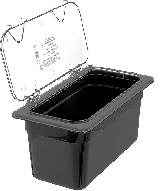 Carlisle FoodService Products Storplus Food Pan, Storage Container with Spoonable Corners for Catering, Buffets, Restaurants, Polycarbonate (Pc), 1/3 Size 6 Inches Deep, Black