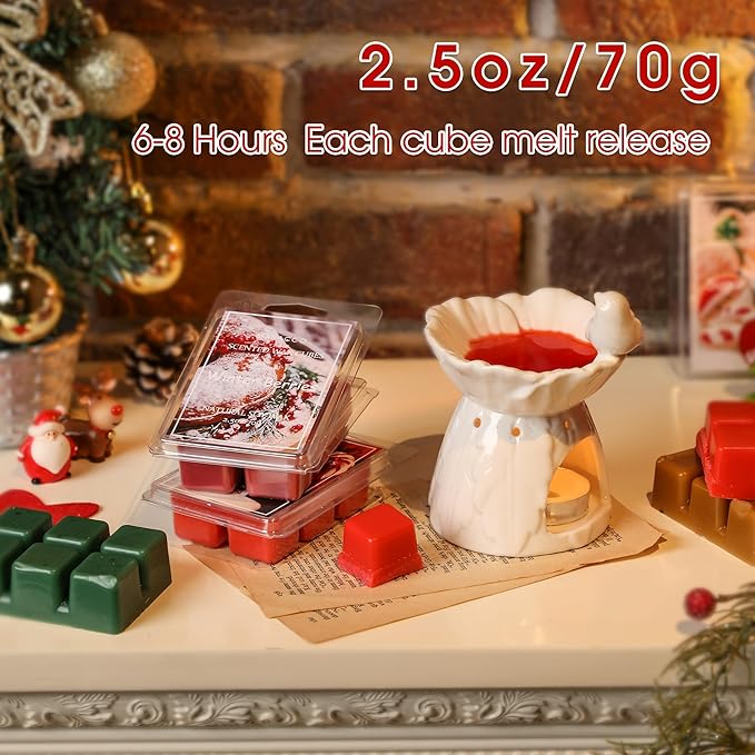 Maracco Christmas Scented Wax Melts, Soy Wax Cubes for Wax Warmer, Wax Melts Wax Cubes Xmas Winter, 6 x2.5oz